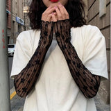 DAIIIBABYYY  -  2Pcs Lace Summer sunscreen Arm Sleeve UV protection Lace floral ice Sleeve Breathable Mesh Thin Driving and Cycling arm Cover