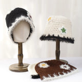 Daiiibabyyy  New Star Colorful Fringe Woolen Hat Women's Autumn and Winter Cute Handmade Plush Hat Knitted Fisherman Bucket Hats