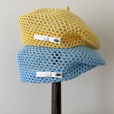 Daiiibabyyy  Summer French Literary Straw Beret Japanese New Hollow Out Breathable Hat Women Face Slim Thin Beanie Painter Hat for Travel