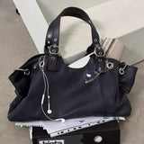 Daiiibabyyy  Y2K Cool Girl Motorcycle Bag For Women High-end Sense Korean Large Capacity Tote Bag Fashion Travel Shoulder Bag