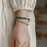 DAIIIBABYYY  -  New Chinese Style Couple Bracelet Women's Retro Bohemian Ethnic Style Natural Stone Beaded Stacked Woven Jewelry Advanced Gift