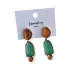 Daiiibabyyy  Minar Stylish Contrast Color Resin Geometric Long Drop Earrings for Women 14K Real Gold Plated Copper Alloy Statement Jewelry