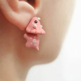 Daiiibabyyy 1Pair Cute Animal Biting Stud Earrings Women Girl Cartoon Shark Dinosaur Resin Stud Earring Ear Studs Bite Funny Jewerly Gift