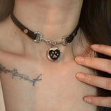 Daiiibabyyy  Gothic Punk Rose Necklace Choker Fashion Exaggerated Niche Personality y2k Jewelry for Women Lady Party Cosplay Accessories