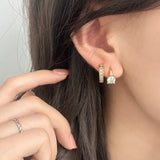 Daiiibabyyy  Silver Zircon Asymmetrical Round Hoop Earring for Women Trendy Fashion Jewelry Minimalist Geometric Accessories