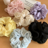 Daiiibabyyy  Summer new large pleated hair tie cream colored checkered multi layered hair tie coiled hair ponytail hair flower