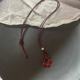 DAIIIBABYYY  -  Delicate Flower Charm Necklace Hollow Flower Pendant Necklace with Adjustable Knot Resin Material Perfect for Wedding Dropship