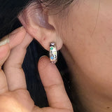 Daiiibabyyy  Sterling Silver Zircon Star Round Stud Earrings for Women Cute Fine Jewelry Minimalist Light Luxury Accessories