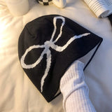 Daiiibabyyy  New Korean Fashion Y2k Bow Knitted Skullies Hat Soft Knitted Cap Bow Women Men Couple Beanie Caps Woolen Keep Warm Hats