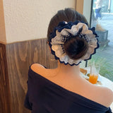 Daiiibabyyy  1pc New lace plaid large intestine loop simple ponytail temperament headband casual meatball headband