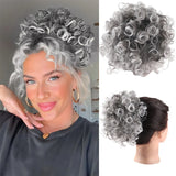 Daiiibabyyy  Messy Curly Hair Bun Ponytail Extensions Wig Synthetic Curly Wavy Hair Ponytail with Drawstring&Combs for Women Daily Party Wear