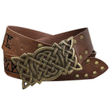 DAIIIBABYYY  -  Embossed Viking Renaissance Buckle Belt PU Printing Celtic Belt Knight Leather Medieval Waistband Cosplay Costume Accessories