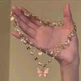 DAIIIBABYYY  -  Luxury Maillard Color Butterfly Double Chains Luxury Aesthetic Necklace for Women Fashion 2024 Choker Collar Necklace