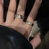 Daiiibabyyy  Punk Opening Ring Women Couple Y2K Shiny Star Finger Rings Handmade Irregular Design Jewelry Hip Hop Party Accessories