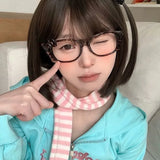 Daiiibabyyy  Y2k Leopard Print Bow Glasses Retro Woman Korean Anti-blue Light Eyeglasses Eye Protection Girl Optical Spectacle Eyeglass Frame