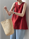 DAIIIBABYYY  -  Korean Tencel Linen Sleeveless Doll Shirt Women's Summer Loose Sweet Shirt Top