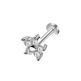 DAIIIBABYYY  -  1Piece Flower Moon Snake CZ Nose Hoop Butterfly Leaf Daith Conch Helix Stud Earrings Internal Thread Piercing Surgical Steel 16G