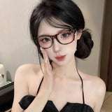 Y2K Vintage Leopard Cat Glasses Bowknot Costumes Cosplay No Lenses Eyeglasses Sweet Girls Cartoon Big Eyewear Fashion Glasses