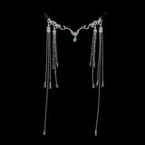 Daiiibabyyy  Hair Ornament Elf Butterfly Mermaid Headwear Hani Princess Forehead Ornament Rhinestone Tassel Eyebrow Heart Pendant