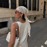 Daiiibabyyy  Floral Lace Bandana for Women Beach Party Formal Scarf Headscarf Boho Summer Outfits Multi-purpose Hair Accessories for Daily