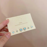 DAIIIBABYYY  -  Y2K Blue Colorful Bow-knot Heart Shape Rhinestone Stud Earrings Set Women Korean Fashion Cute Earring Jewelry brincos