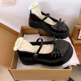 Daiiibabyyy  Women's Shoes Brand Mary Janes Women's High Heels Fashion Butterfly-knot Dress Pumps Women New Round Toe Platform Heels