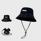 DAIIIBABYYY  -  Foldable Wide Brim Fisherman Hat with Drawstring Bag Convertible Sunshade Outdoor Fishing Cap Summer Multi-Functional Protection