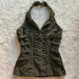 Daiiibabyyy  Button Harajuku Y2k Tank Top Stripe Graphic Print Punk Crop top Streetwear Rock Goth Vest Subculture Spicy Girls Sleeveless Tops
