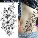 DAIIIBABYYY  -  Black Flower Women Sexy Tattoo Sticker Women Dot Rose Peony Body Chest Art Temporary Tattoos Water Transfer Fake Tattoo Stickers
