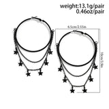 DAIIIBABYYY  -  Gothic Black Metal Big Ring Hoop Earrings Fashion Star Circle Tassel Pendant Earrings Women's Dark Style Jewelry