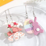 Daiiibabyyy  Cute Easter Egg Rabbit Carrot Dangle Earrings for Women Girls Lovely Polymer Clay Cartoon Animals Earring Festive Party Jewelry