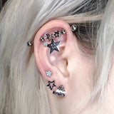 DAIIIBABYYY  -  1PC Customized Star Industrial Piercing Barbell with Acrylic Beads Diy Stainless Steel Ear Piercing Cartilage Body Piercing 14G