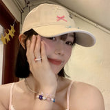 Daiiibabyyy  Women's Baseball Caps New Korean Bow Dopamine Sweet Cute Simple Fashionable Versatile Visors Vacation Sun Shading Caps For Girl
