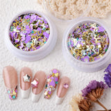Daiiibabyyy Nail Art Decorations Purple Star Mixed Sequins Heart Round Shape Colorful Multi-function Glitter Powder Sequins Nail Accessories