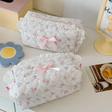 Daiiibabyyy  Korean Lace Floral Pencil Case Portable Fabric Ruffle Stationery Organizer  Aesthetic Study Pen Bag for Students Back To School