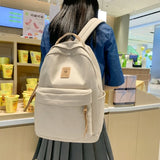 Daiiibabyyy  Fashion Nylon Casual Backpack Solid Color Wear-resistant Students Schoolbag Large Capacity Zipper Travel Rucksack