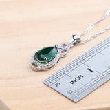Daiiibabyyy Silver 925 Green Zircon Jewelry Sets For Women Bridal Earrings Rings Pendant Wedding Necklace Set