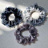 Daiiibabyyy  1PC Crystal - Embellished Satin Scrunchies Set, Elegant Hair Accessories for Women, Glamorous Hair Ties for Party and Daily Wear