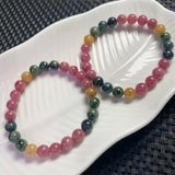 DAIIIBABYYY  -  7.8MM Natural Tourmaline  Bracelet String Charms Handmade Fortune Energy Bangle Mineral Woman Amulet Jewelry Gift 1PCS