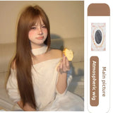 DAIIIBABYYY  -  Early Baby Full Head Wig Women's Style Fake Hair Bangs Atmosphere High Layer Long Straight Hair Curtain Hair Extensions