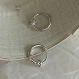 Daiiibabyyy  Silver Charming Zircon Round Hoop Earrings for Women Classic Fine Jewelry Minimalist Geometric Accessories