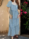 Daiiibabyyy  Bohemian Style Floral Print Maxi Dress with Off-Shoulder Ruffle Sleeves and V-Neckline for Women Summer Beach Party
