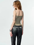 DAIIIBABYYY  -  Mint Manbo Heavy Industry Lace Splicing Printed Glass Bead Strap