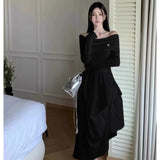 Daiiibabyyy  New Lady Sexy One Shoulder Vacation Dress Spring Women Solid Color Ruched Dress Female Chic Korean White Slim Fit Dress