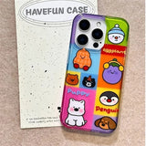 Daiiibabyyy  Large hole IND colored cartoon small animal phone case with purple hanging rope for iPhone 11 12 13 14 15 16 pro max