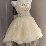 DAIIIBABYYY  -  Japan Gothic Lolita Jsk Mini Dress Women Kawaii Ruffles Bow Suspender Princess Dresses Girl Sweet Fairy Party Trailing Dress