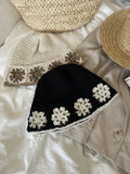 Daiiibabyyy  Crochet Floral Panama Fisherman Bucket Hat Women's Spring Summer Sun Protection Outdoor Travel Breathable Foldable