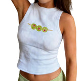 Daiiibabyyy  Women s Sleeveless Crop Tops Summer Casual Tank Tops Crew Neck Beaded  Fit Vest Shirts for Hot Weather