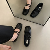DAIIIBABYYY  -  Autumn Women Flat Shoes Fashion Sliver Square Toe Shallow Ladies Elegant Mary Jane Ladies Shoes Flat Heel Outdoor Laofer