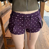 Daiiibabyyy  Y2K Hotsweet Star Printed Purple Casual Shorts Female Clothing High Waist Summer Drawstring Fashion Pockets Slim Vintage Shorts